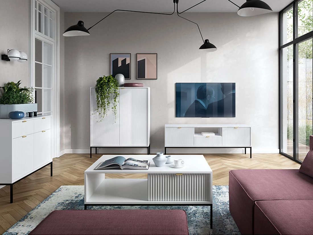 Nova komoda KSZ154 3 vrata+3 fioke 154x39x83 cm bela