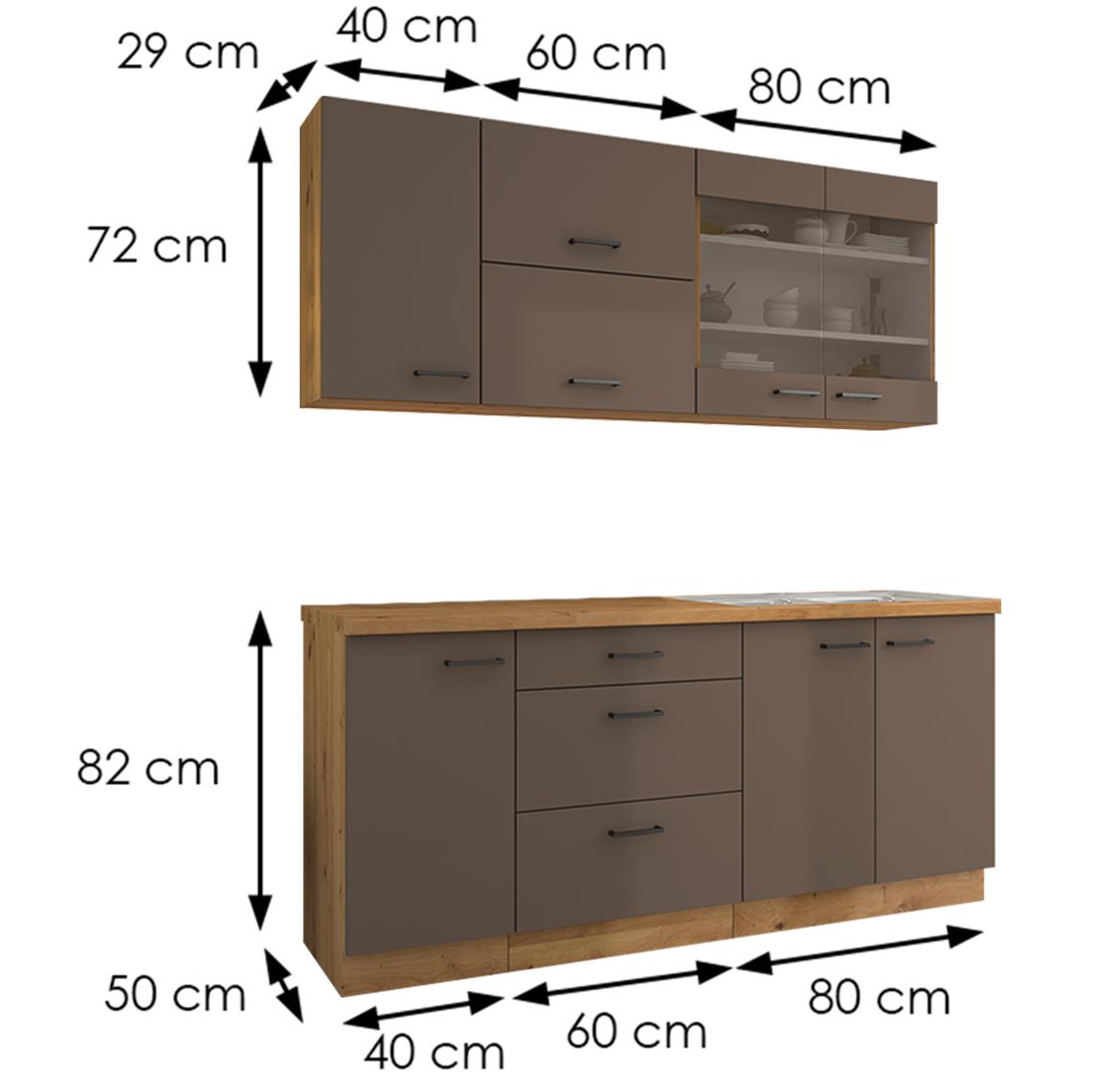 Bologna blok kuhinja 180x60x200 artisan hrast/smeda