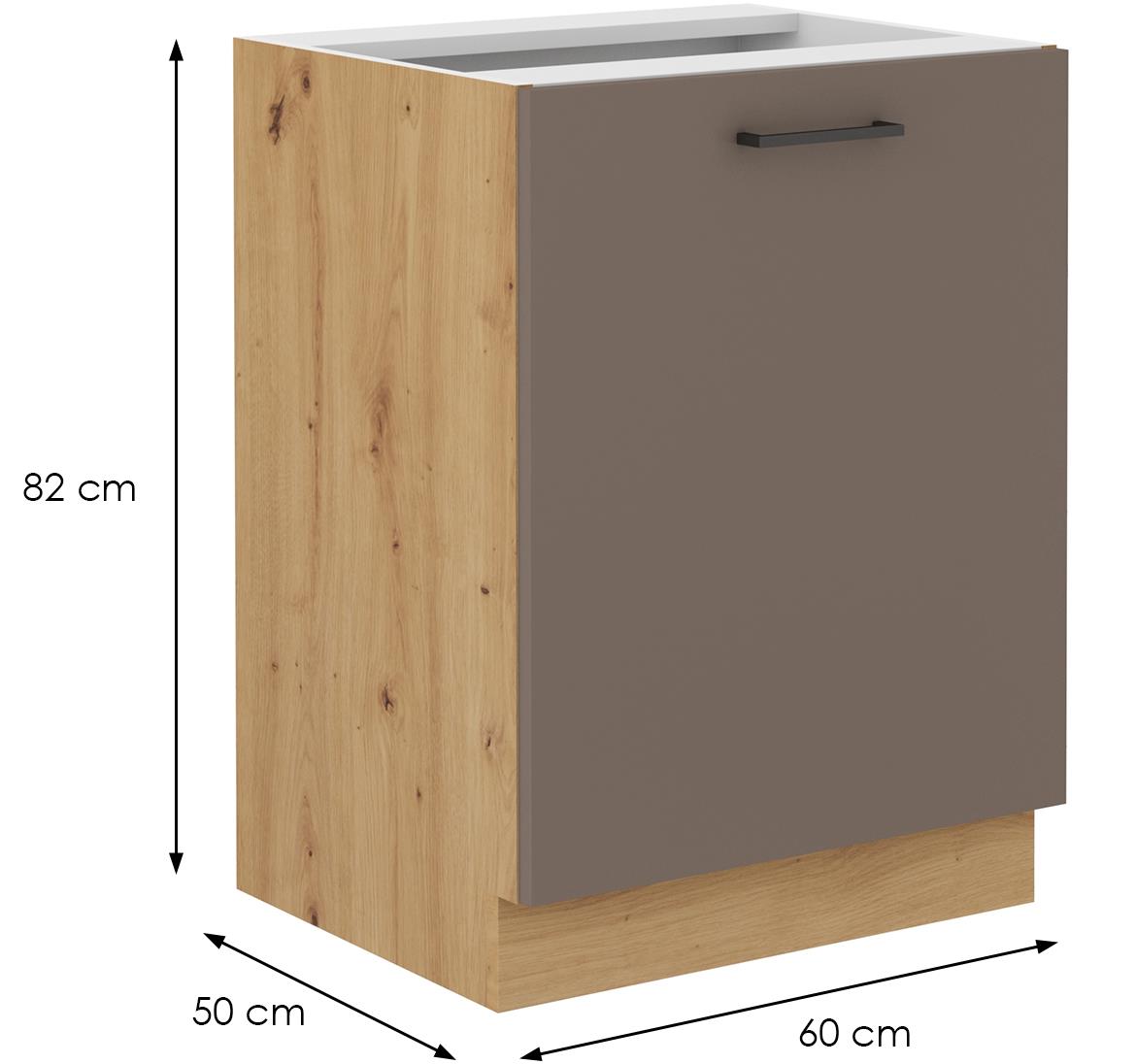 Bologna kuhinjski element 1 vrata 60d 1f bb 60x52x82 cm sivi hrast/artisan hrast