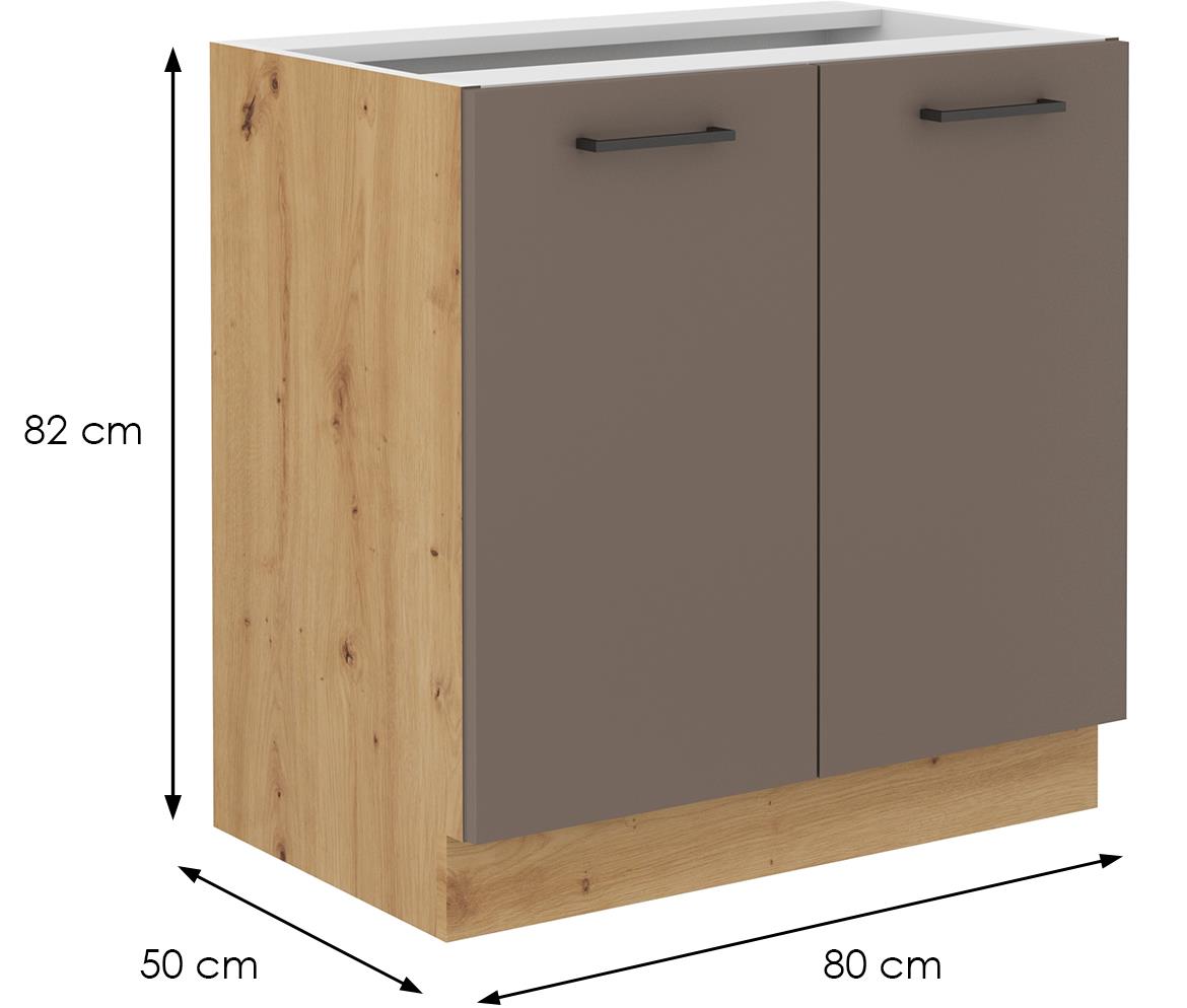 Bologna kuhinjski element 2 vrata 80d 2f bb 80x52x82 cm sivi hrast/artisan hrast