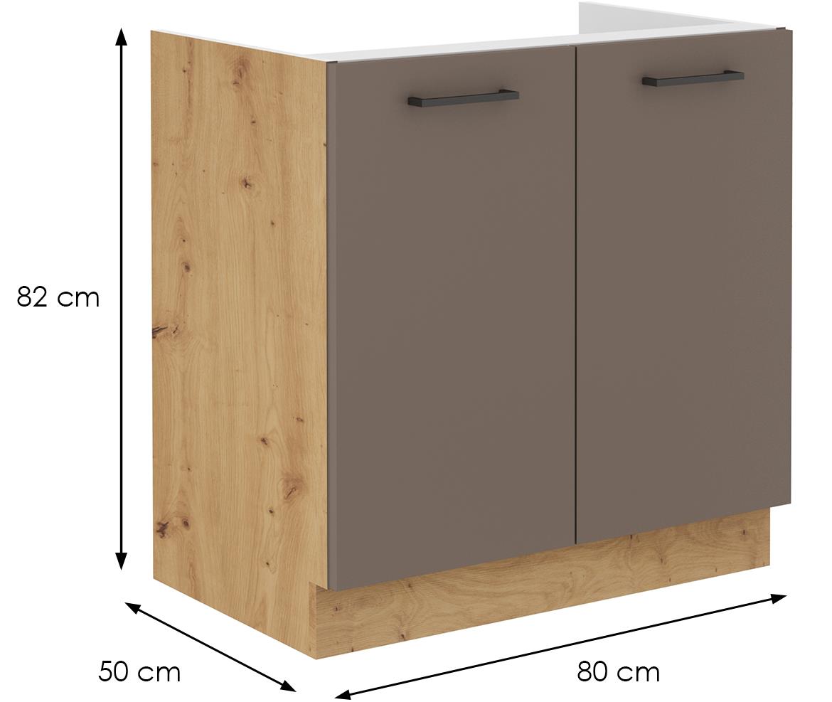 Bologna kuhinjski element 2 vrata 80zl 2f bb 80x52x82 cm sivi hrast/artisan hrast