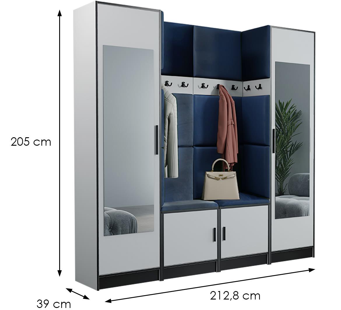 Roj 18+Kronos 09 predsoblje 212,8x39x205 cm belo/plavo
