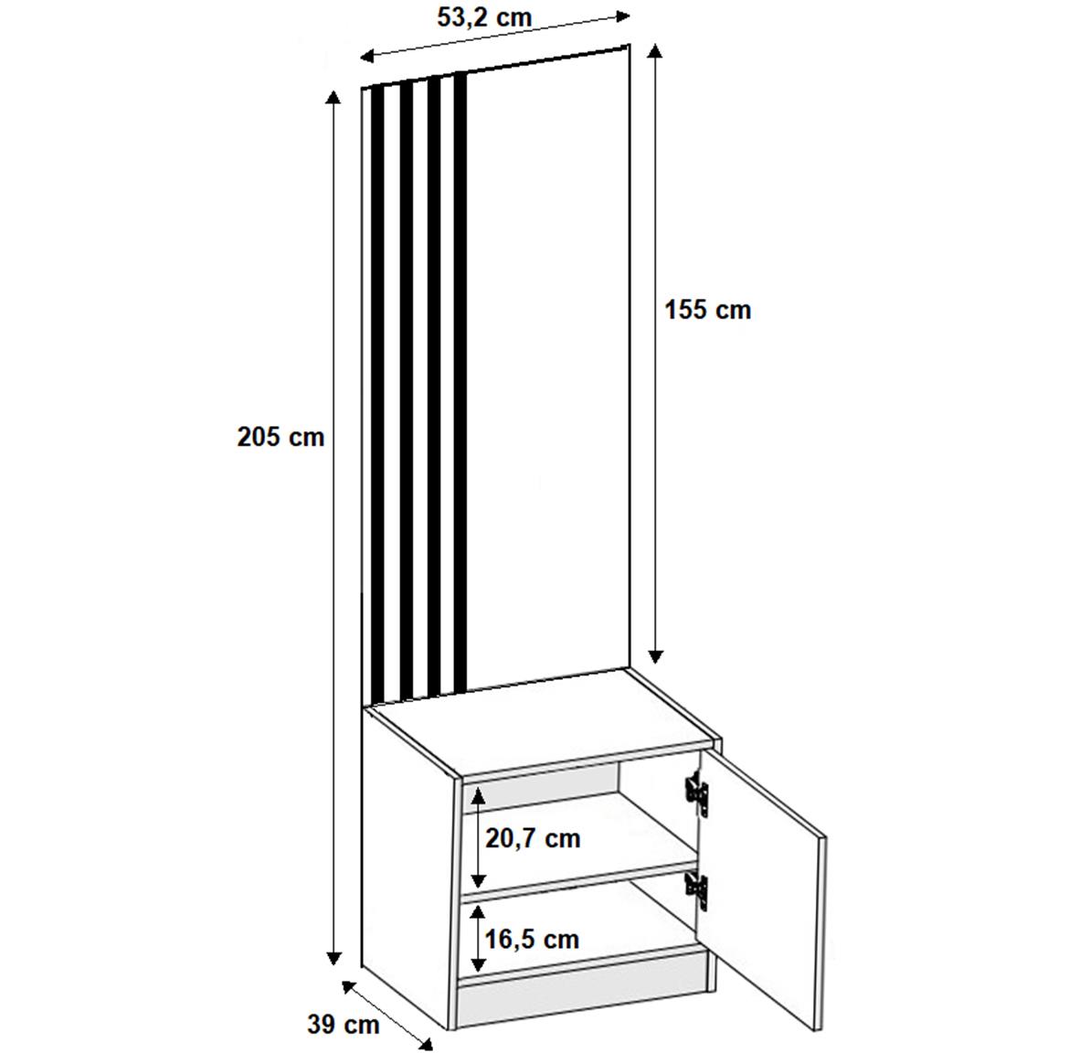 Roj 18+ Madrid 1100 predsoblje 212,8x39x205 cm hrast/crno