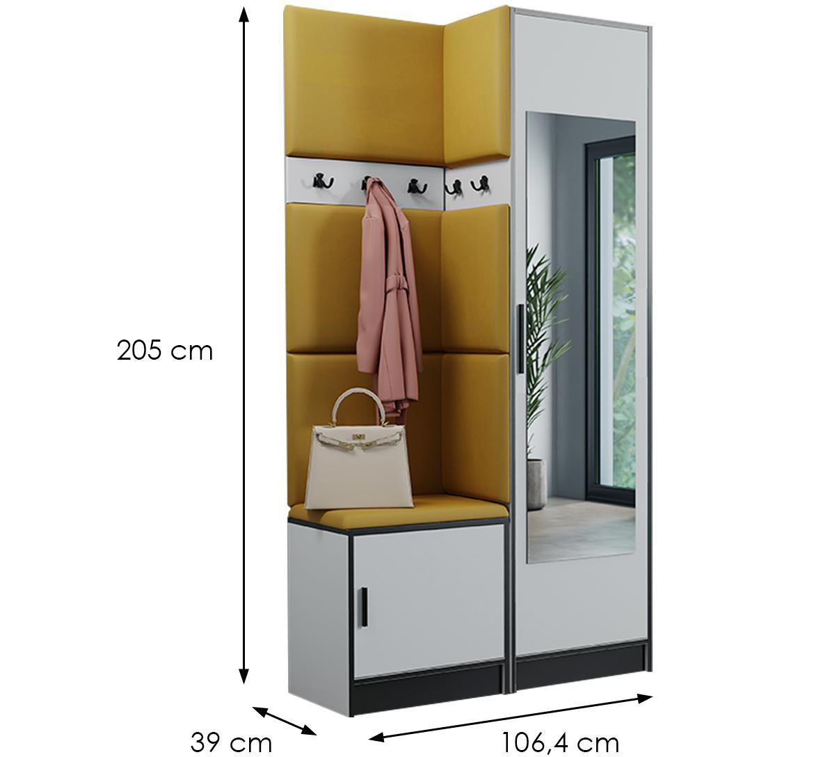 Roj 11+Kronos 01 predsoblje 106,4x39x205 cm belo/žuto