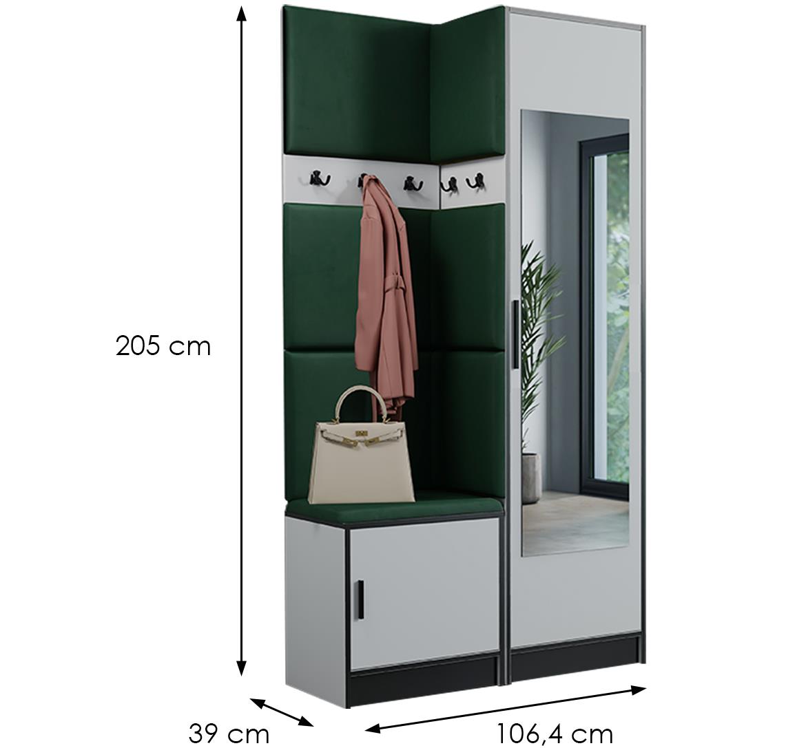 Roj 11+Kronos 19 predsoblje 106,4x39x205 cm belo/zeleno