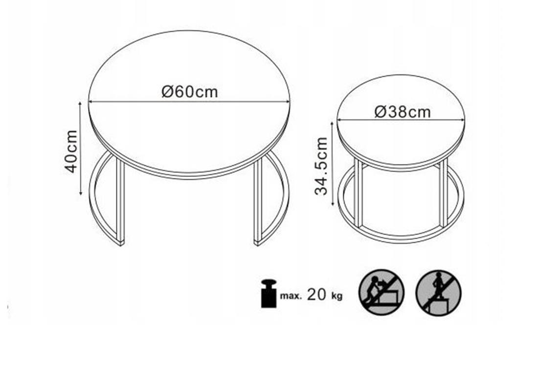 Paola set stocica 2/1 beli mermer/zlatni metal