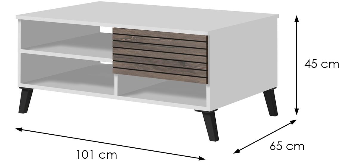 Carlo klub sto 8  101x65x45 cm beli / hrast flagstaff