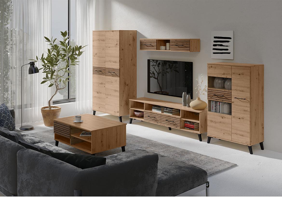 Carlo 2 vitrina 48x40x191 cm natur (artisan hrast)