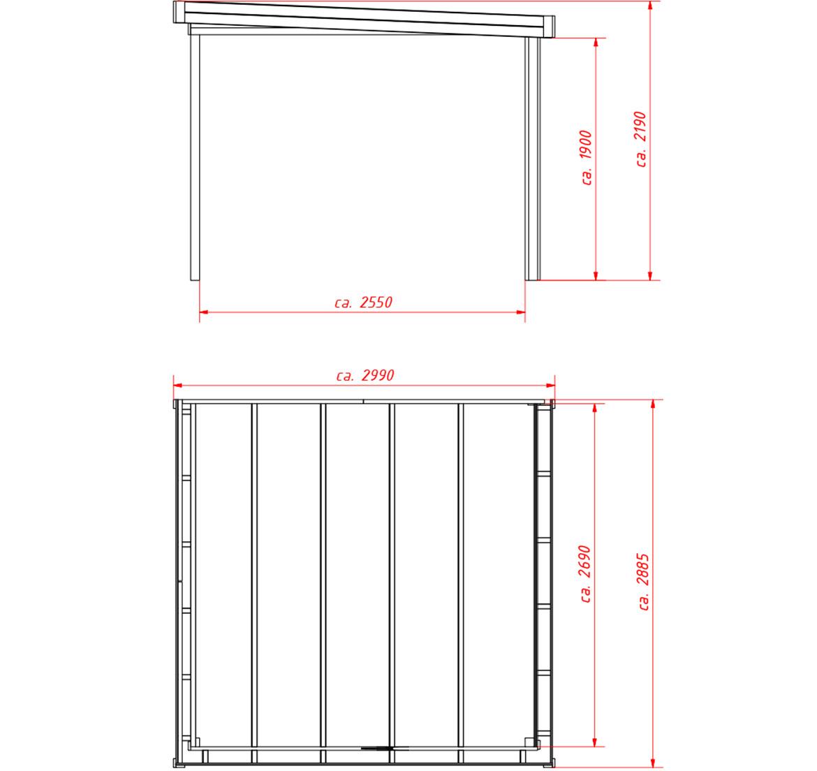 Nadstrešnica za kucu Stockholm 2,78x2,72x2,18 m