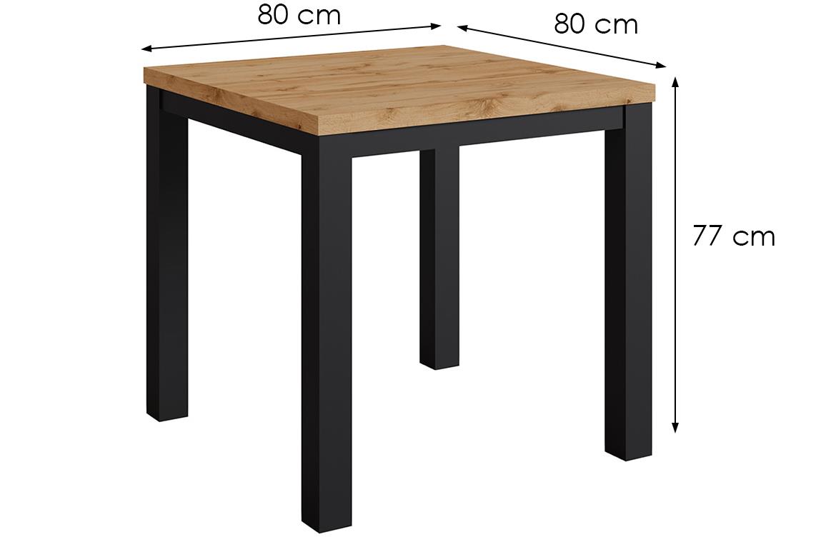 Oskar m80 sto 80x80x77 cm crni/natur (wotan hrast)