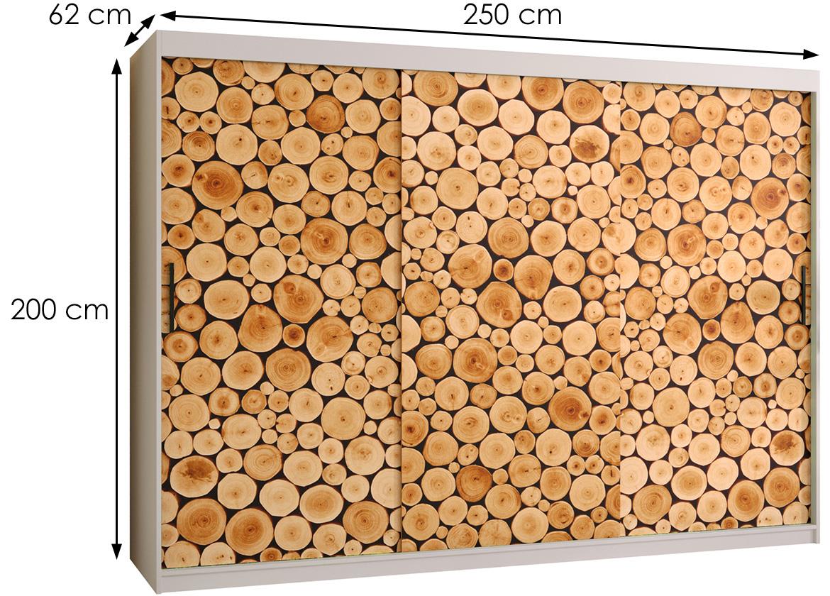 Polano 1 klizni ormar 3 vrata 250x62x200 cm natur/beli