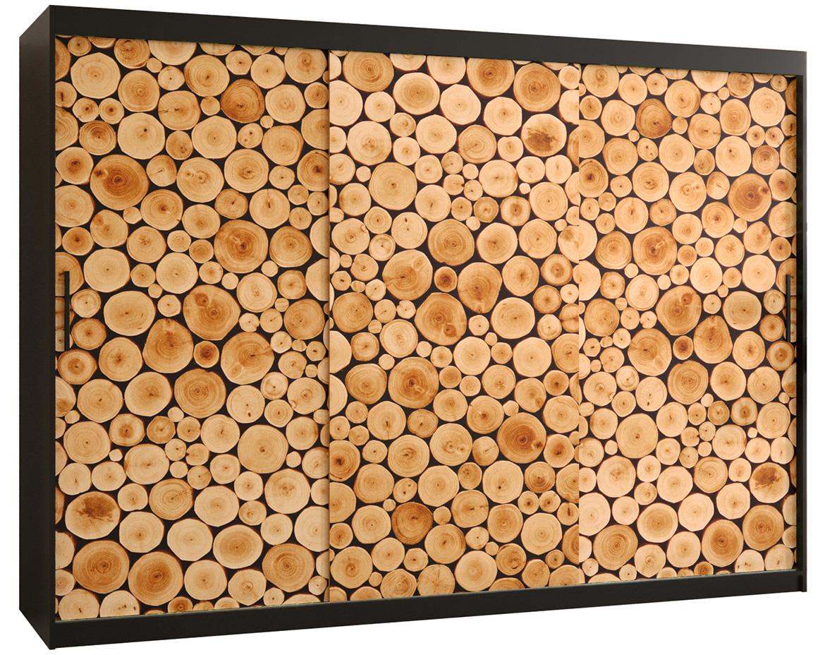 Polano 1 klizni ormar 3 vrata 250x62x200 cm natur/crni