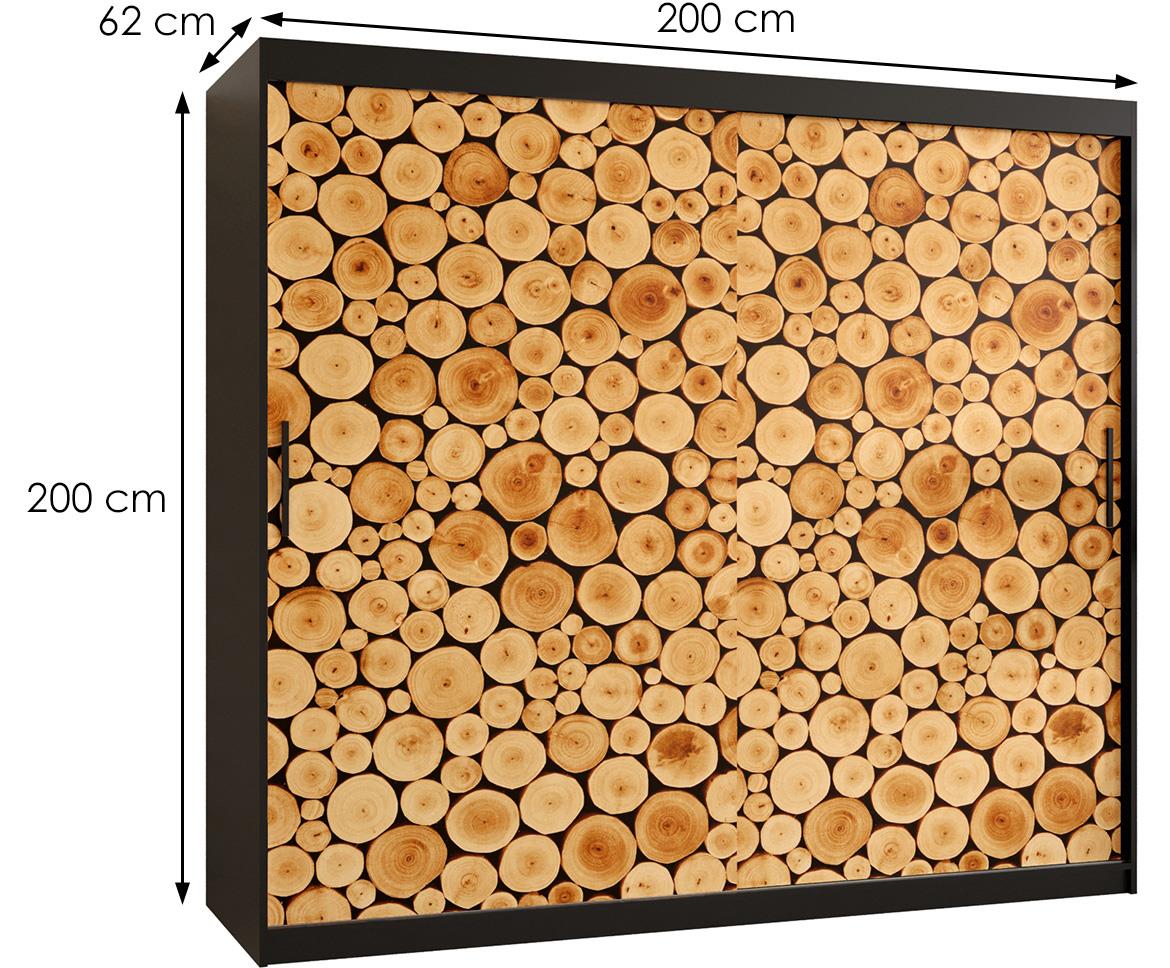 Polano 1 klizni ormar 2 vrata 200x62x200 cm natur/crni