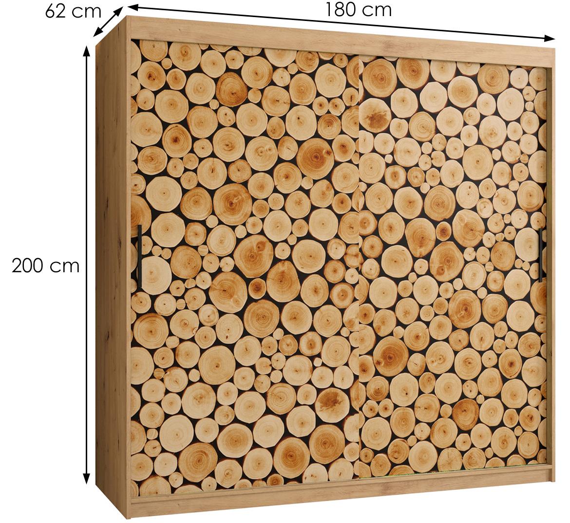 Polano 1 klizni ormar 2 vrata 180x62x200 cm natur (artisan hrast)