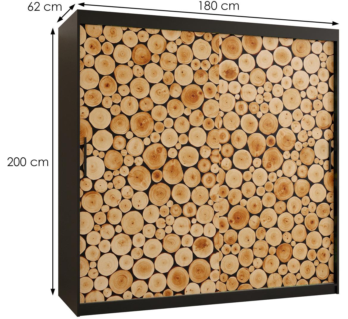 Polano 1 klizni ormar 2 vrata 180x62x200 cm natur/crni