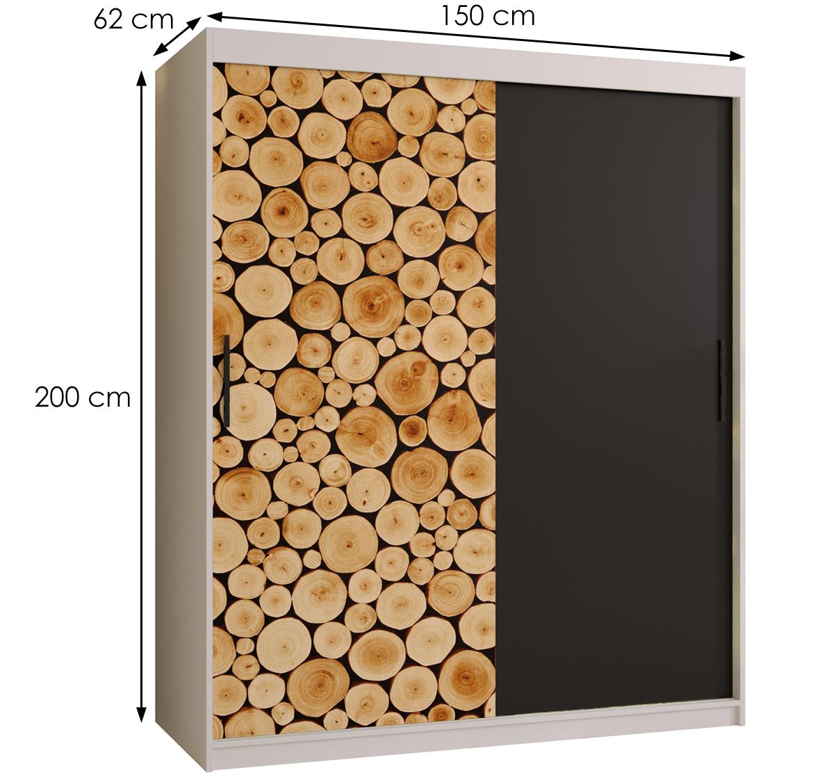 Polano klizni ormar 2 vrata 150x62x200 cm natur/crno/beli