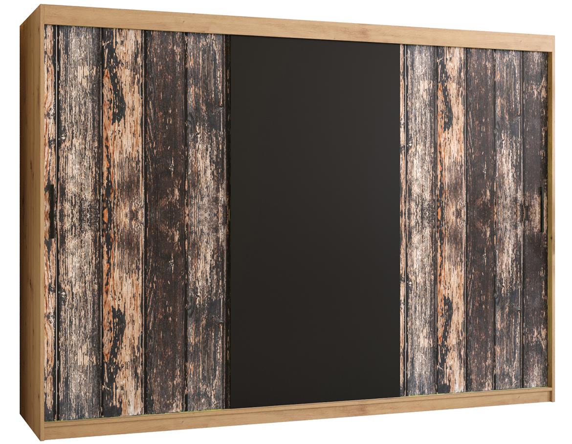 Rustic klizni ormar 3 vrata 250x62x200 cm rustik drvo/natur (artisan hrast)