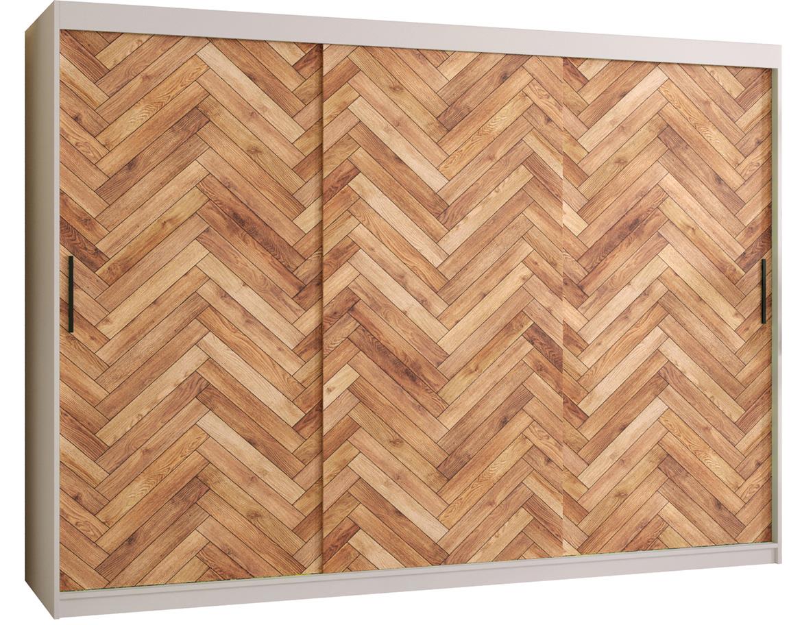 Herringbone 1 klizni ormar 3 vrata 250x62x200 cm crno/beli/natur