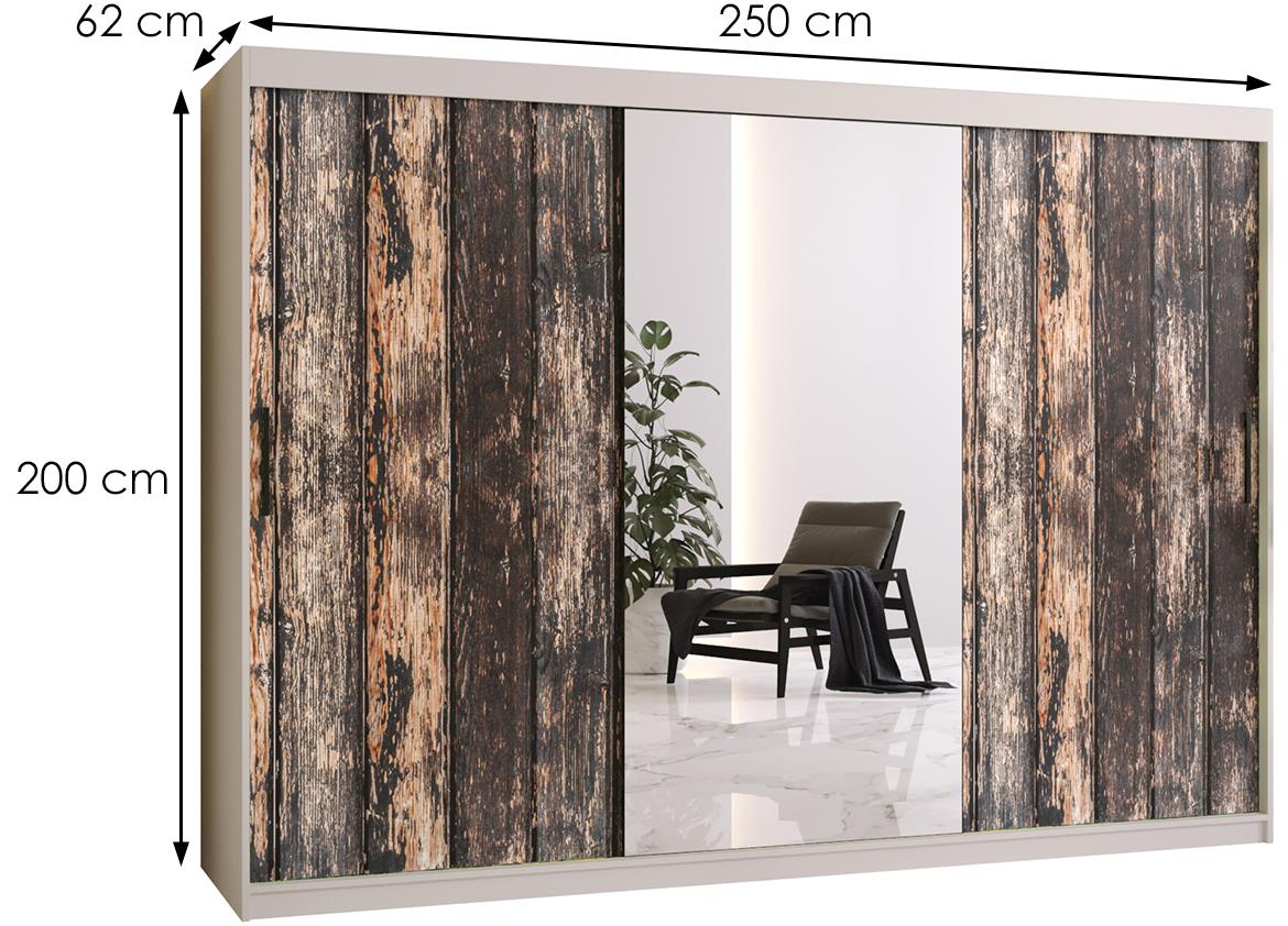 Ormar Rustic II 250 bela/ogledalo