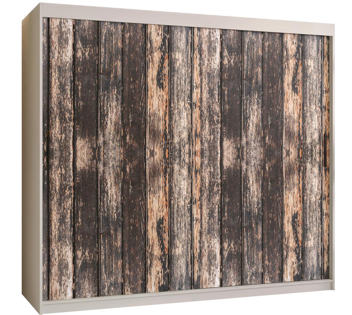 Rustic I klizni ormar 2 vrata 200x62x200 cm rustik drvo/crno/beli