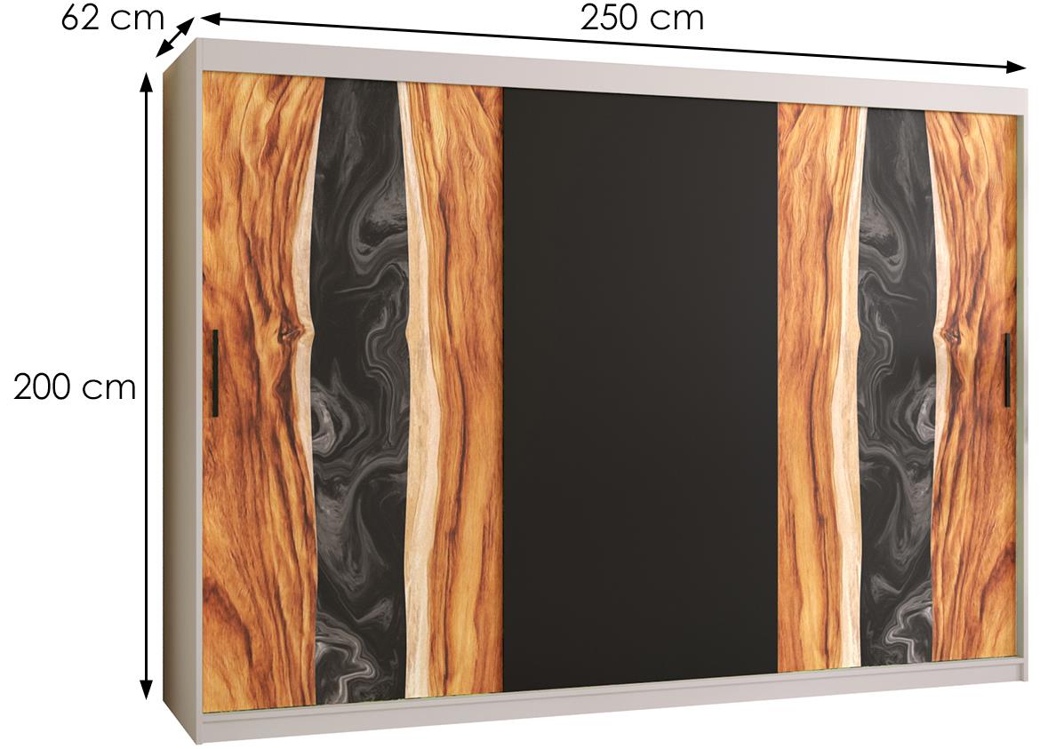 Resin klizni ormar 3 vrata 250x62x200 cm crno/beli/motiv godova