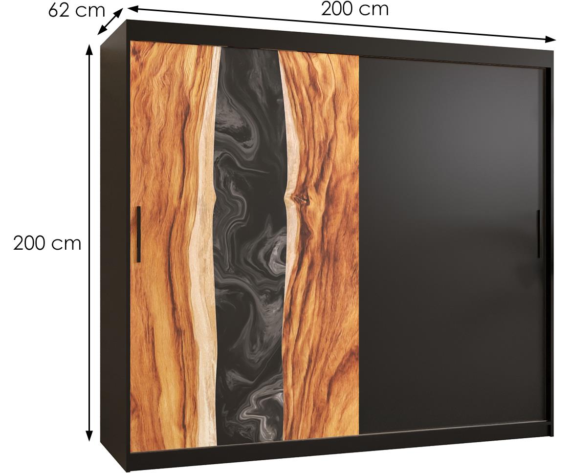 Resin klizni ormar 2 vrata 200x62x200 cm crni/motiv godova