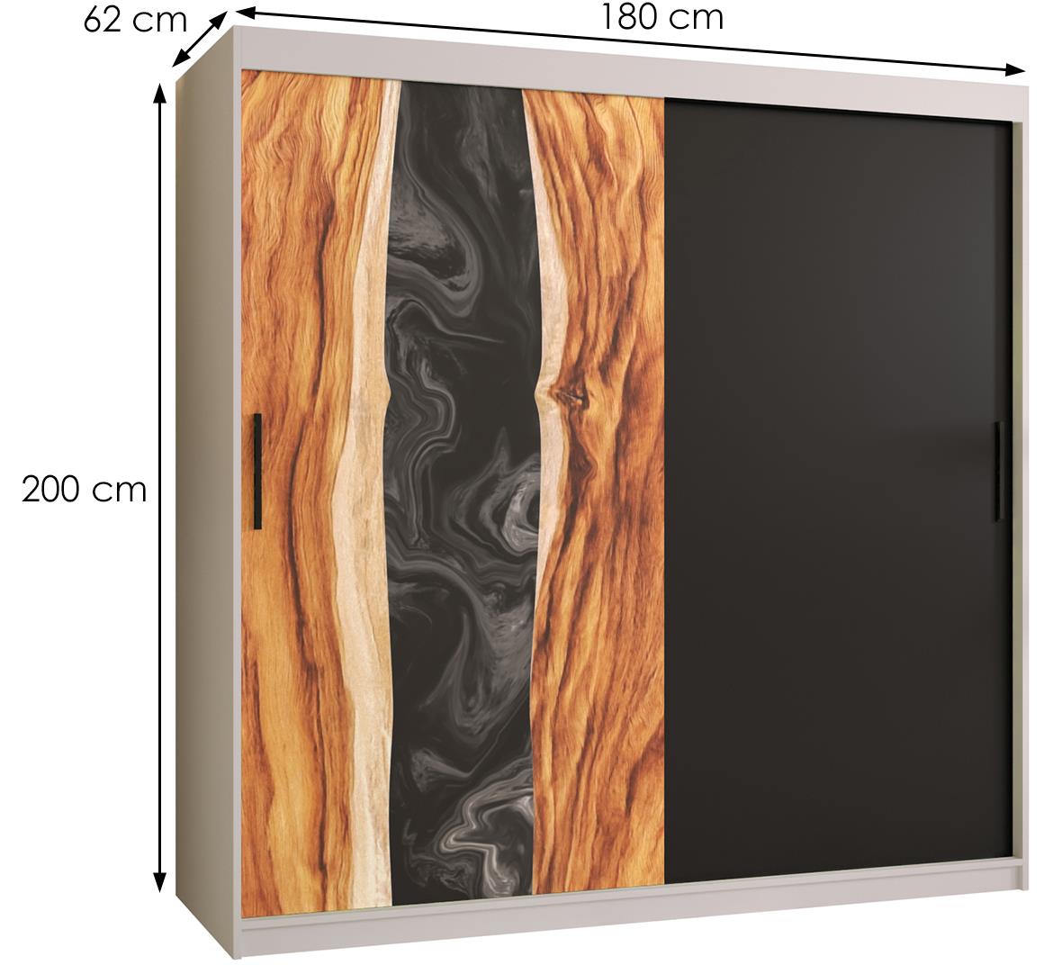 Resin klizni ormar 2 vrata 180x62x200 cm crno/beli/motiv godova