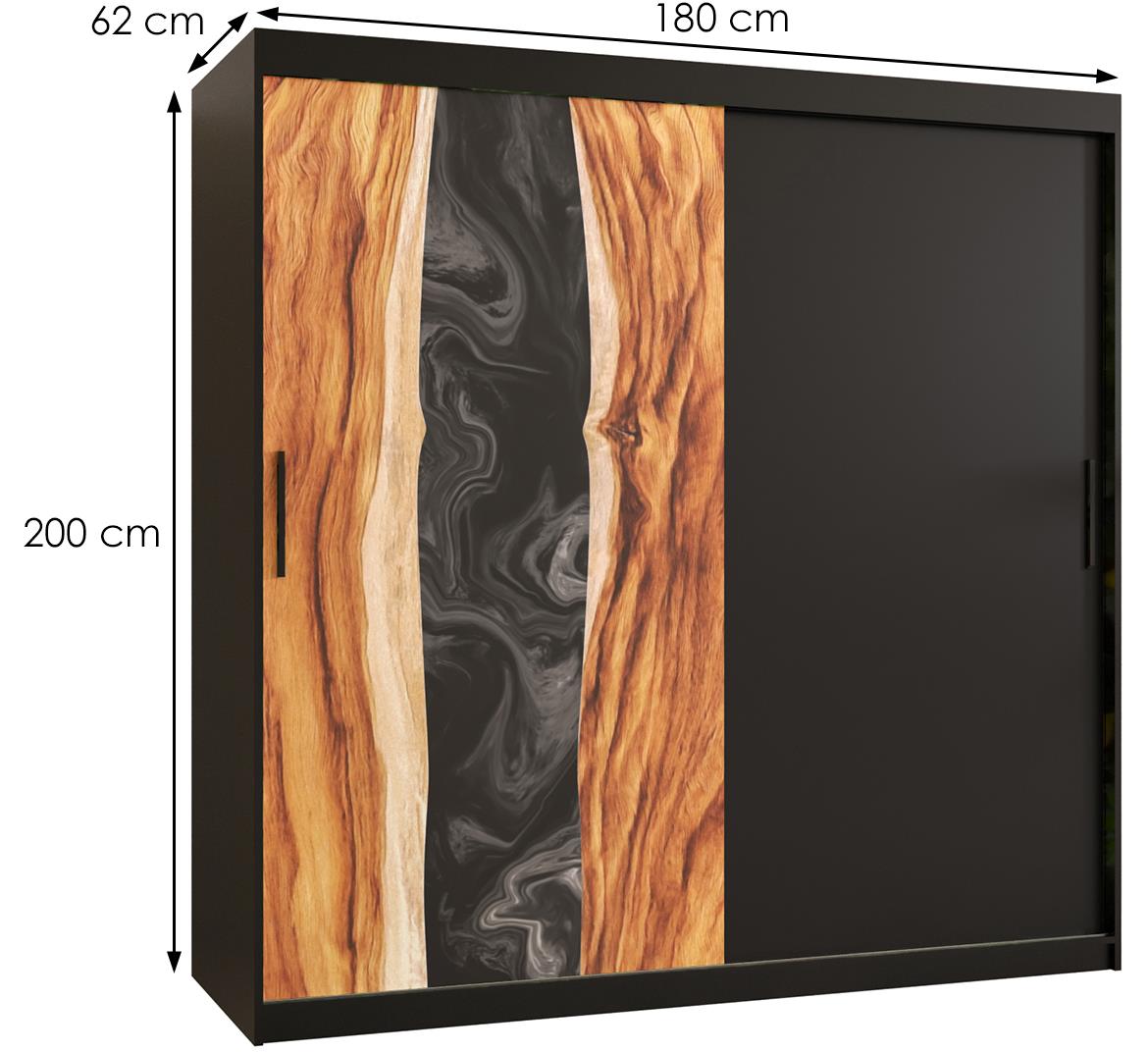 Resin klizni ormar 2 vrata 180x62x200 cm crni/motiv godova