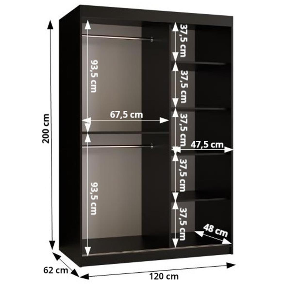 Resin klizni ormar 2 vrata 120x62x200 cm crno/beli/motiv godova