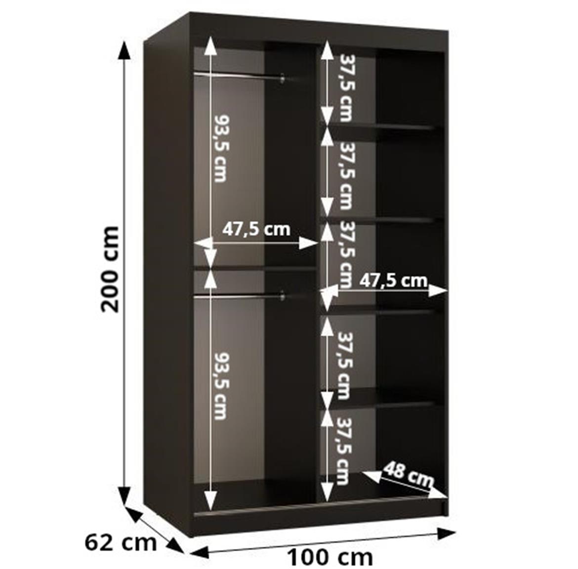 Resin klizni ormar 2 vrata 100x62x200 cm crno/beli/motiv godova