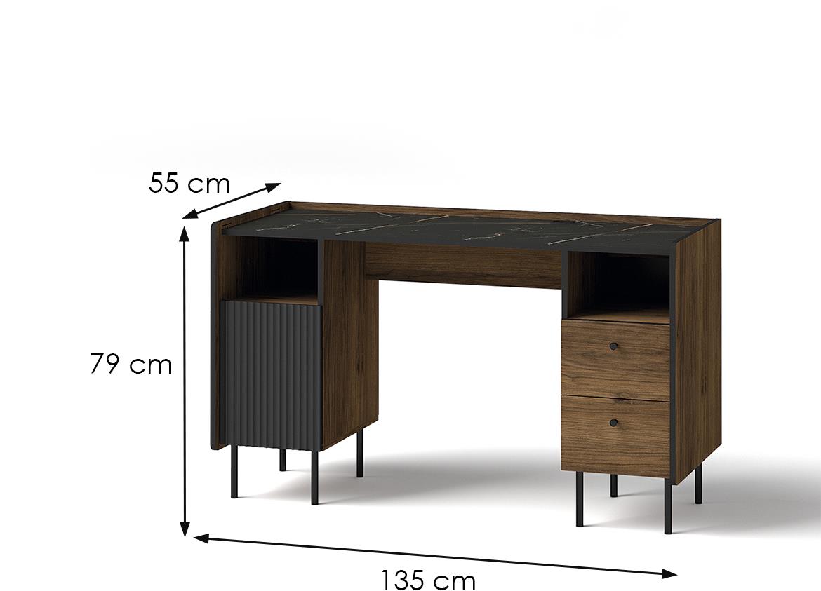 Prestigo P9 radni sto 135x55x79 cm crna/orah