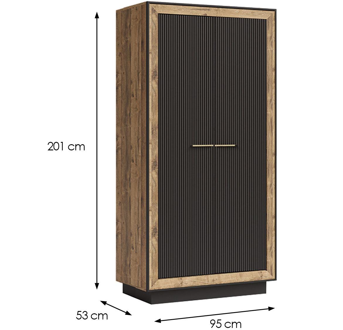 Fox 1 ormar 95x53x201 crna/natur (hrast eger)