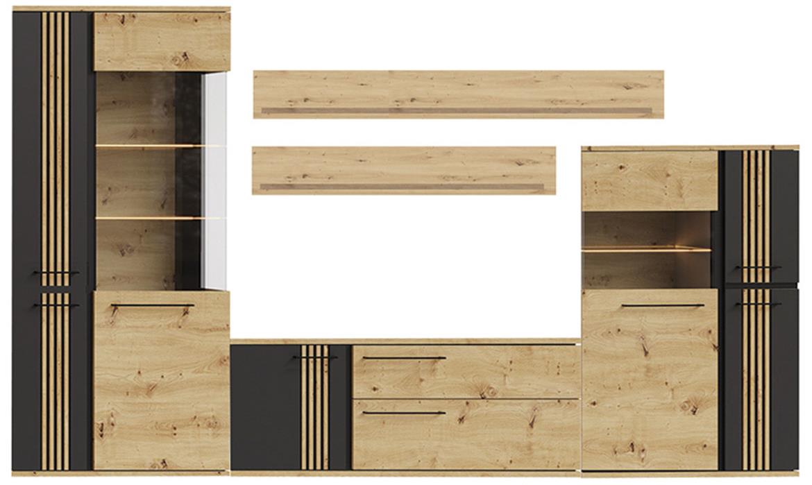 Molto A regal 336x53x201 natur (artisan hrast)/crna