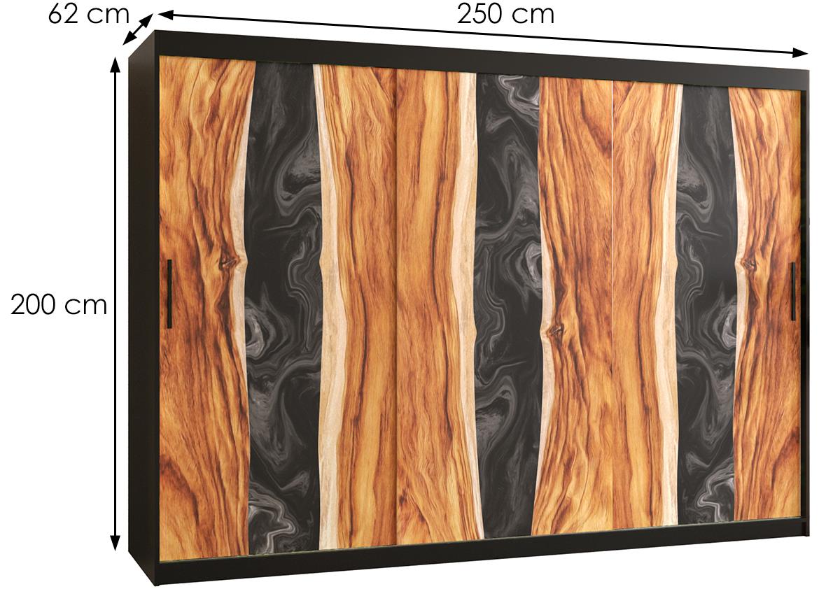 Resin I klizni ormar 3 vrata 250x62x200 cm crni/motiv godova