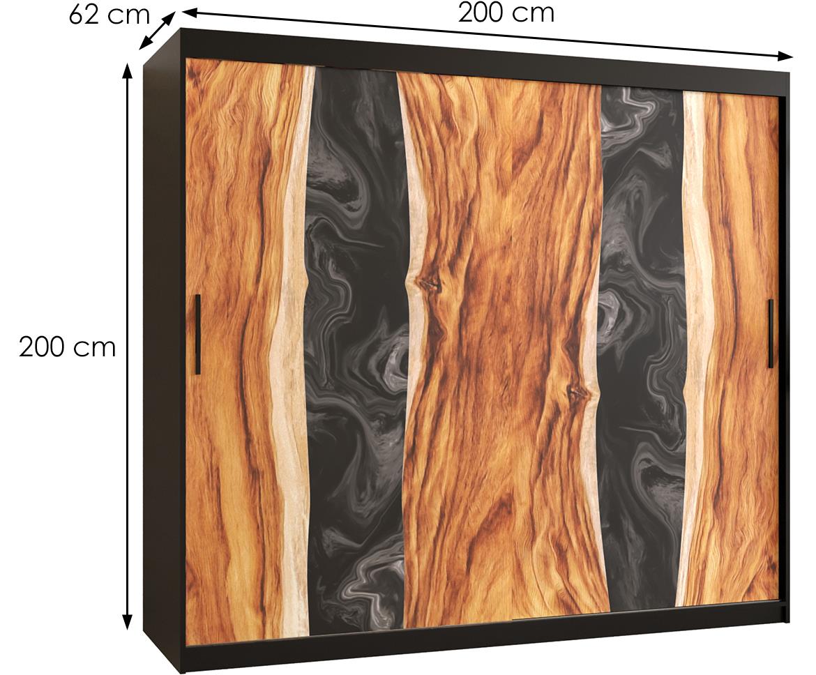 Resin I klizni ormar 2 vrata 200x62x200 cm crni/motiv godova