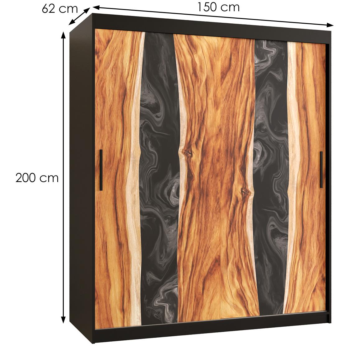 Resin I klizni ormar 2 vrata 150x62x200 cm crni/motiv godova