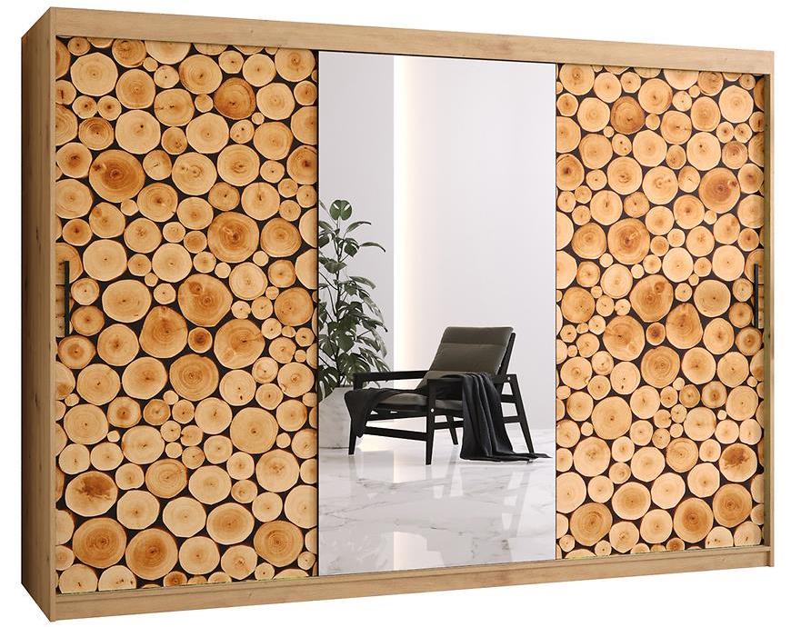 Polano 2 klizni ormar 3 vrata/ogledalo 250x62x200 cm natur (artisan hrast)