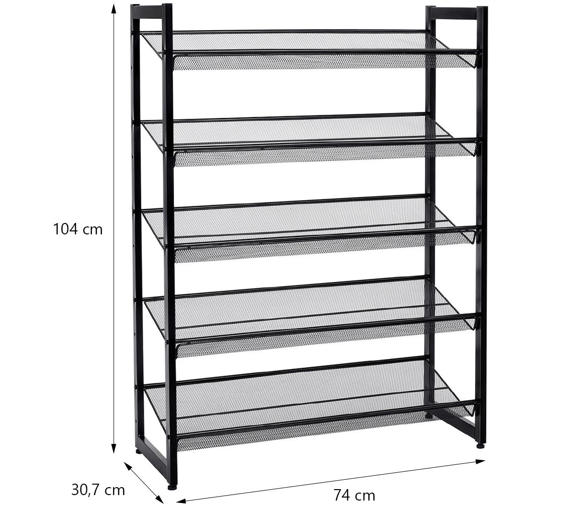 Stalak za obucu sa pet polica Garry 74x30,7x104 cm crna