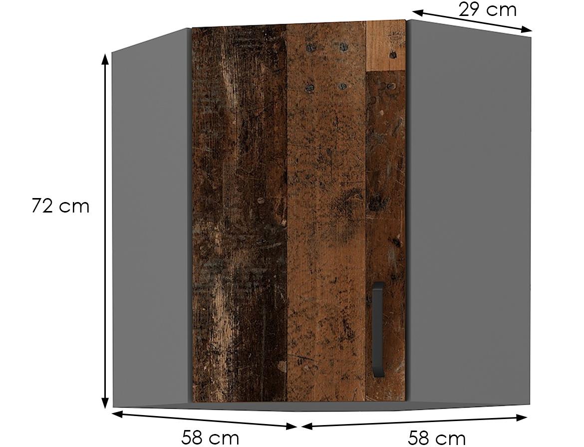 Tessa 58x58 gn-72 1f ugaoni kuhinjski element 1 vrata 58x29x71,5 cm rustik drvo/tamno sivi