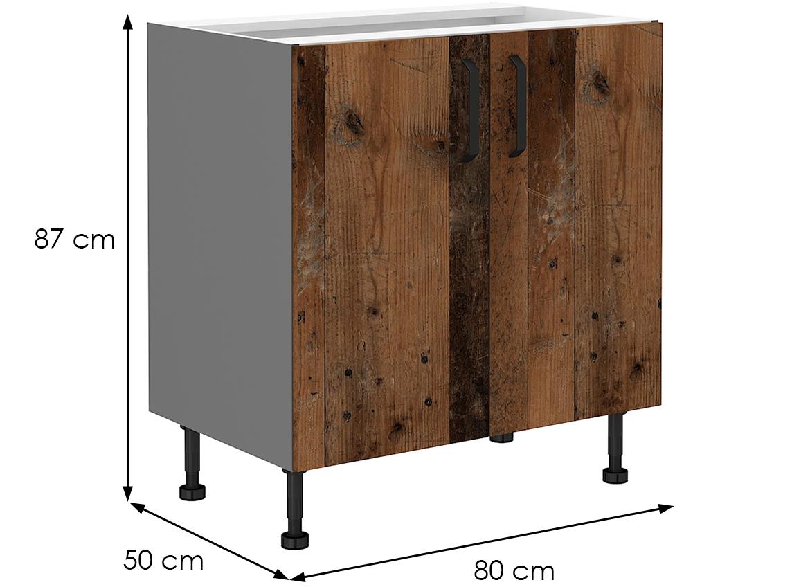 Tessa 80d 2f bb kuhinjski element 2 vrata 80x50x87 cm rustik drvo/tamno sivi