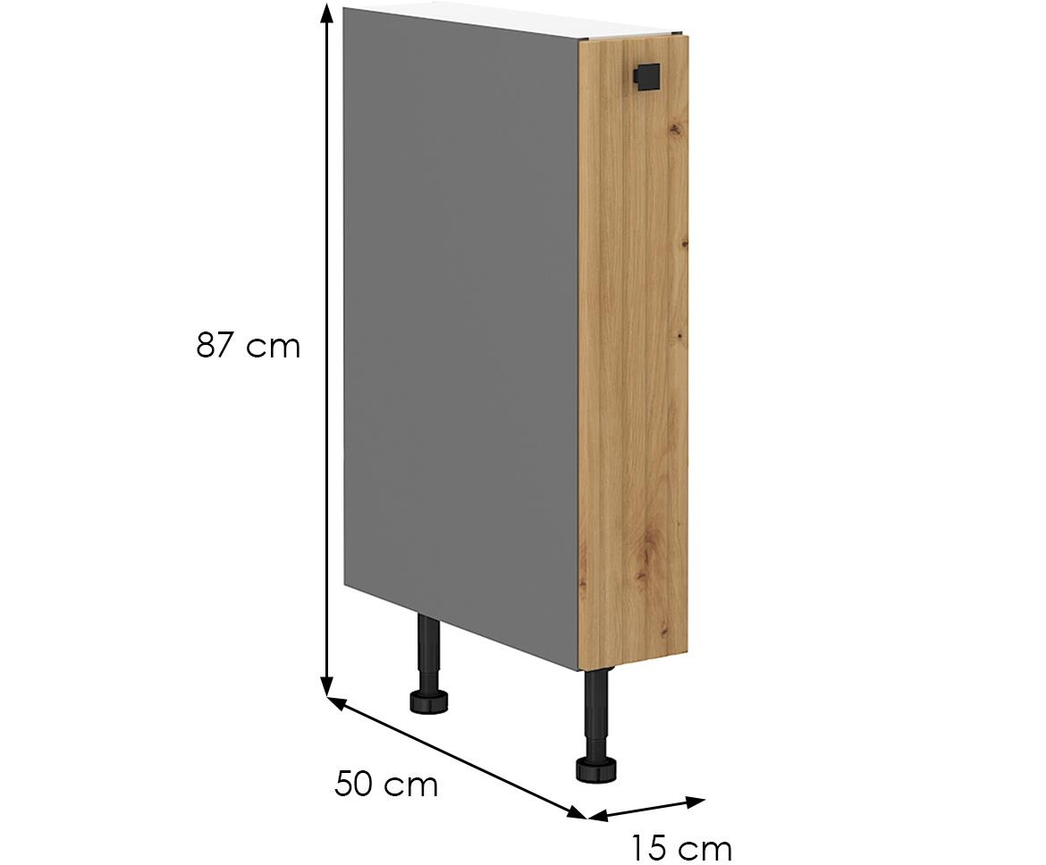 Ava 15d cargo bb kuhinjski element 1 vrata 15x50x87 cm natur (artisan hrast)/siva