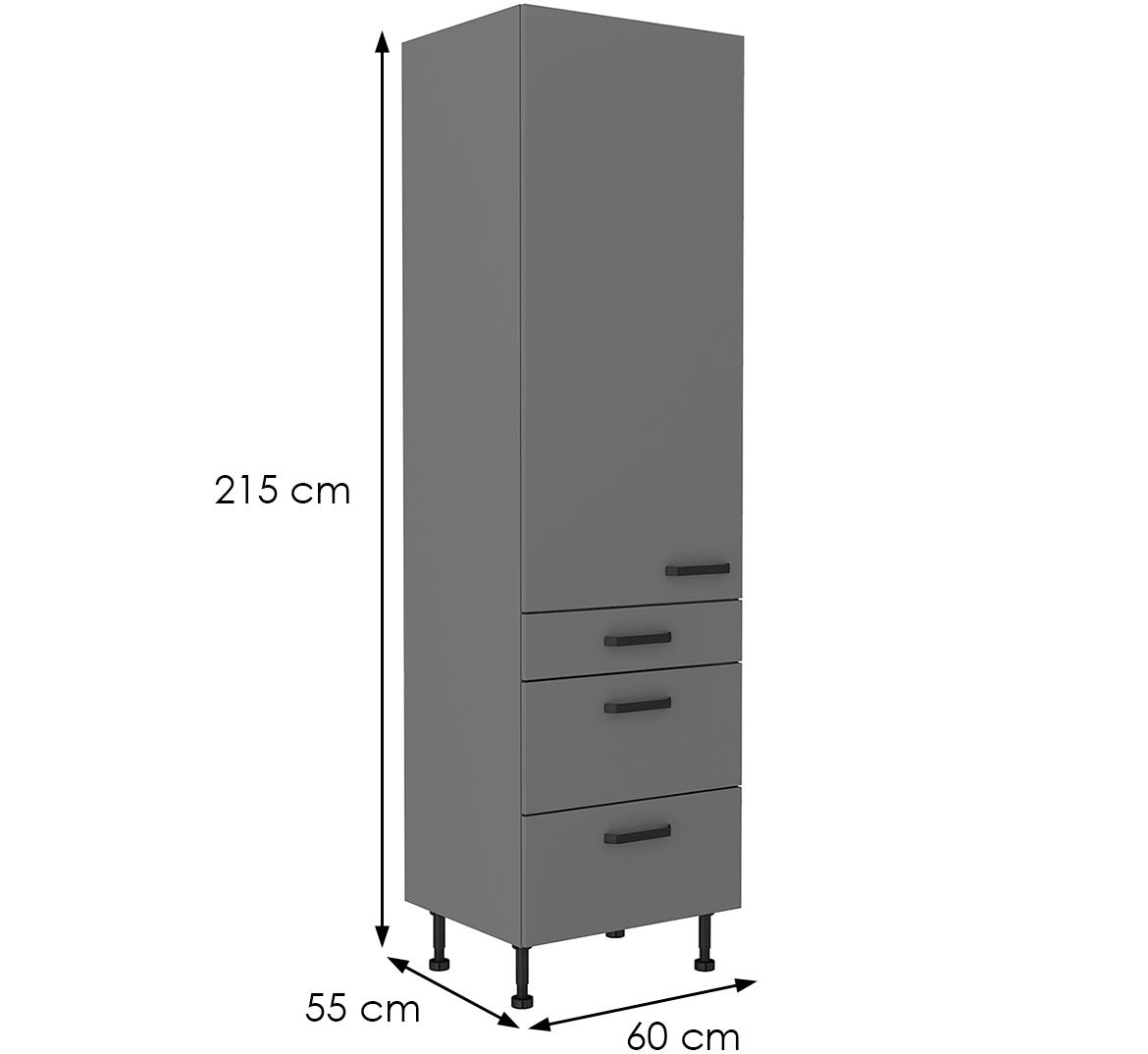 Nessa 60dks-215 1f 3s ormar 1 vrata+1fioka+2korpe 60x55x215 tamno sivi