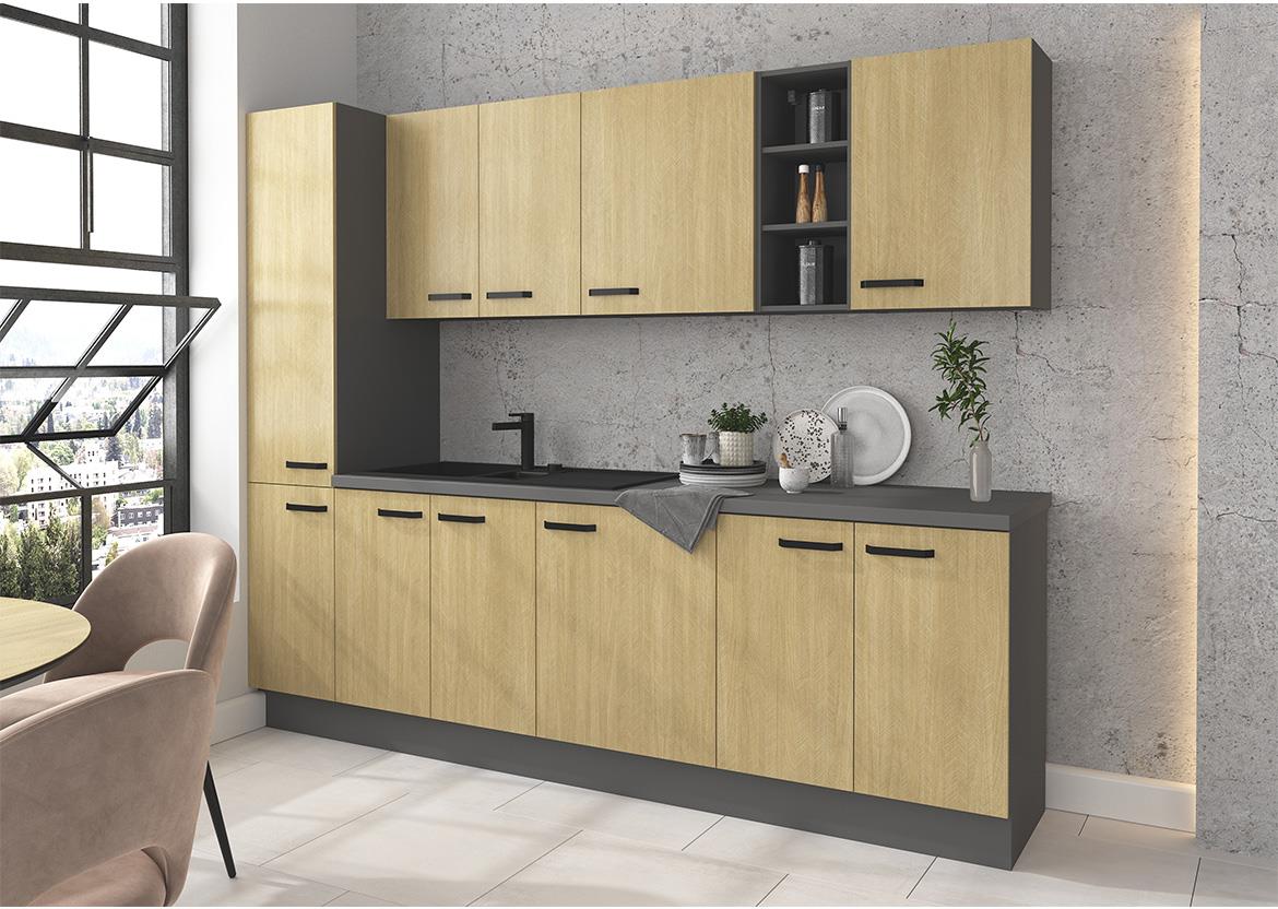 Scandi 60dp-215 2f kuhinjski element 2 vrata 60x55x215 cm natur/tamno sivi