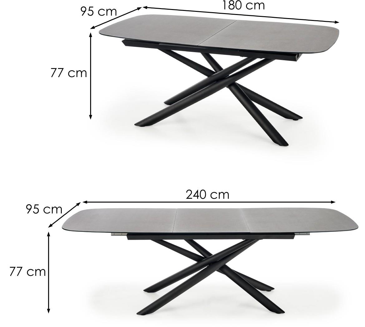 Capello sto 180/240 staklo/celik - tamno siva/crna