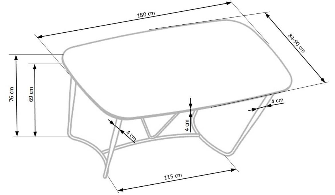 Mancester sto 180 Mdf/celik - orah/zlato