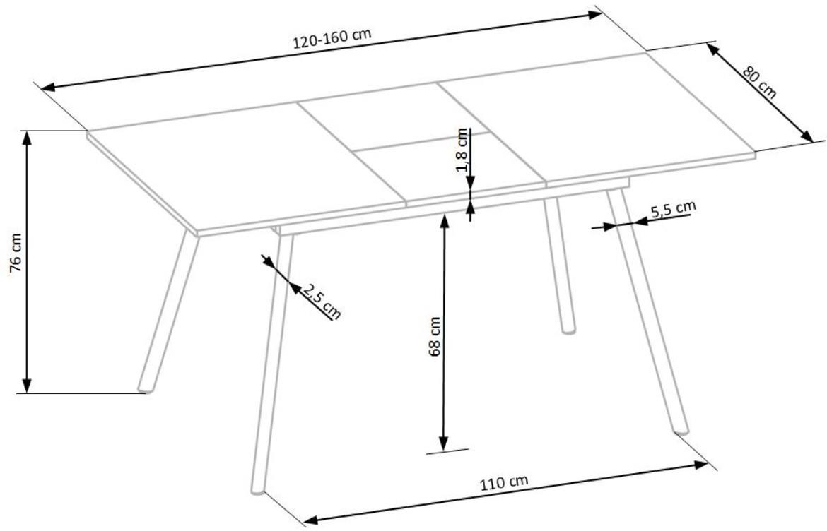 Albon sto 120/160 Mdf/celik - hrast Sanoma/siva/crna