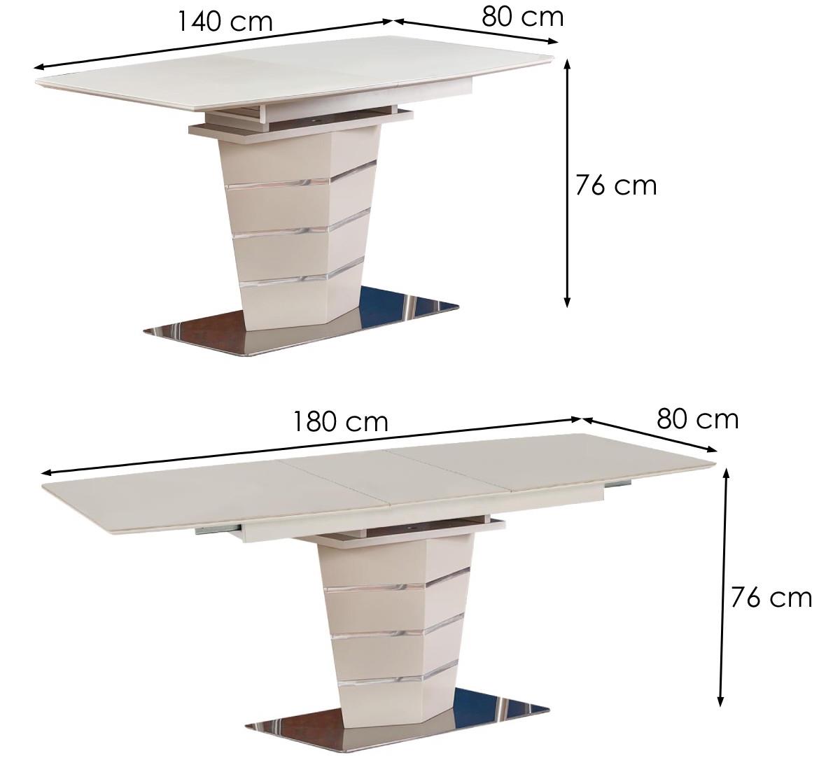 Sorento sto 140/180 staklo/mdf/celik - prostirka za šampanjac