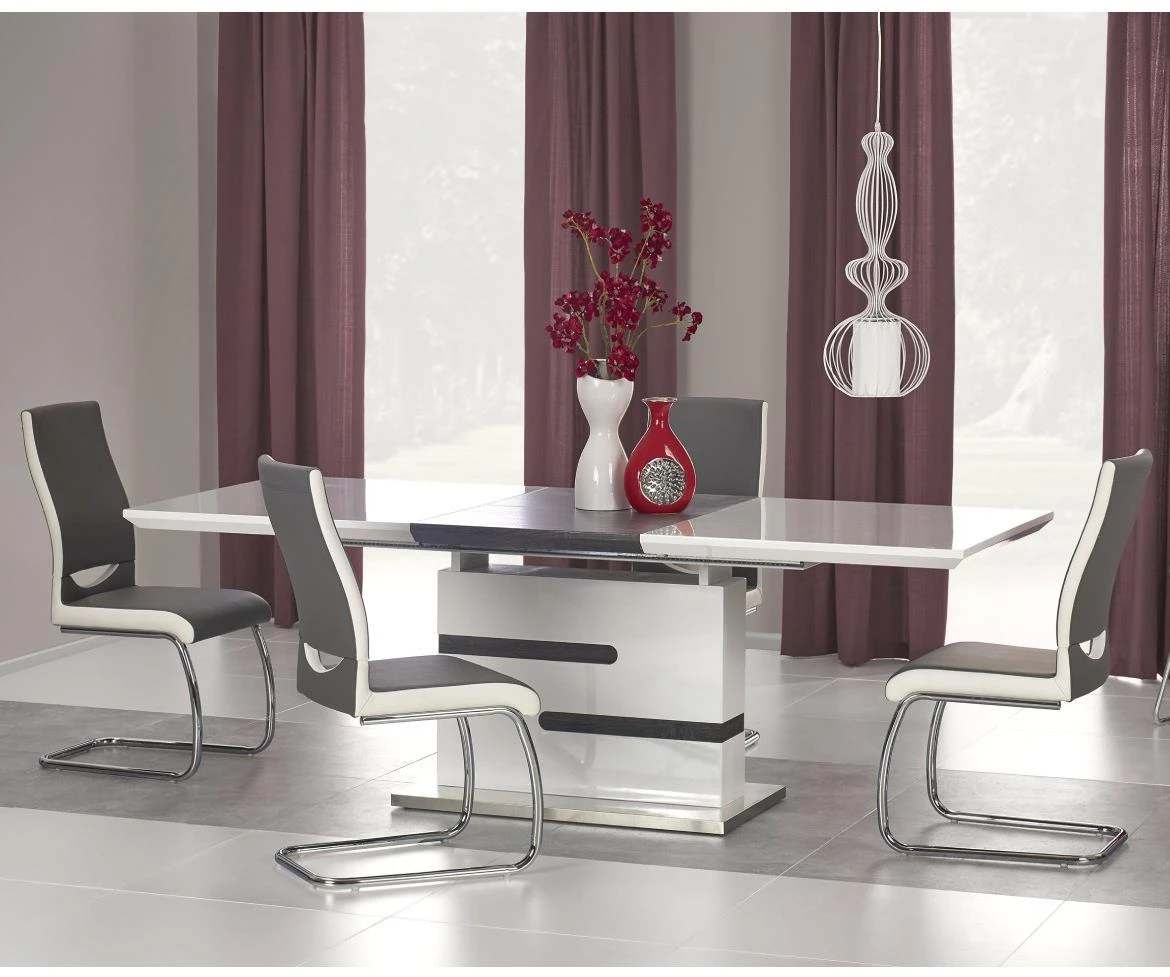 Monako sto 160/220 Mdf/celik - bela/siva
