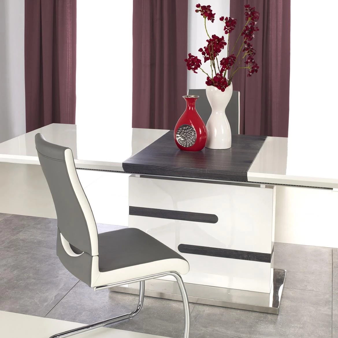 Monako sto 160/220 Mdf/celik - bela/siva