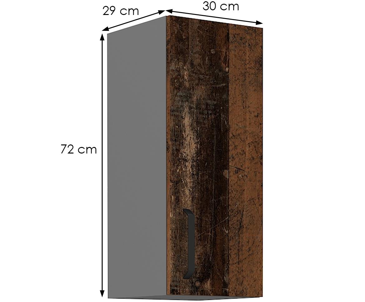 Tessa 30g-72 1f kuhinjski element 1 vrata 30x29x71,5 cm rustik drvo/tamno sivi